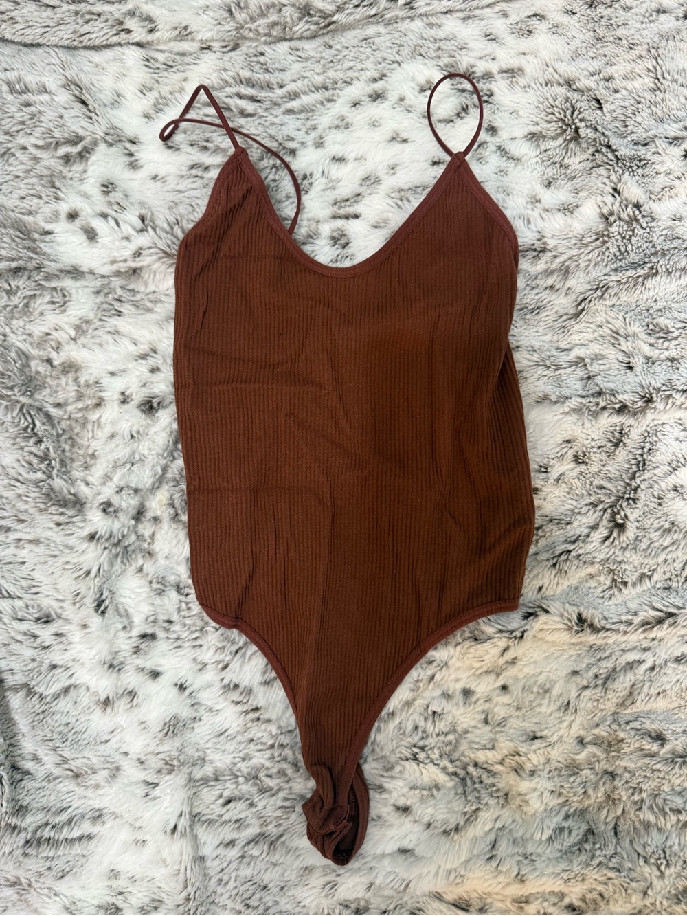 BDG Brown Ribbed Scoop Neck Bodysuit